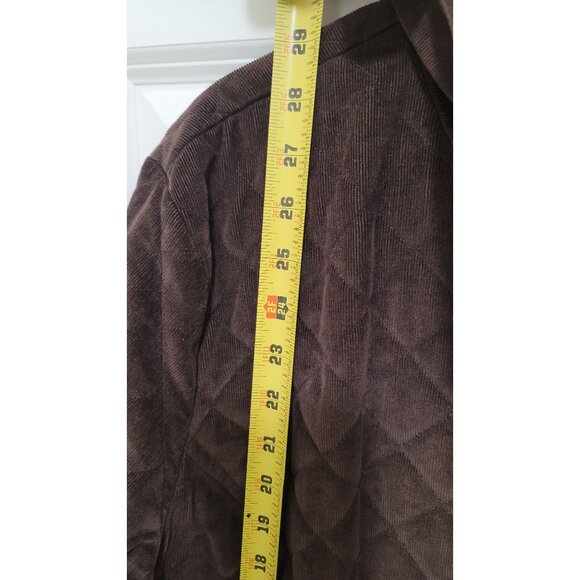 JM Collection Quilted Brown Corduroy Jacket With Button Front & Pockets Plus Si - Picture 6 of 11